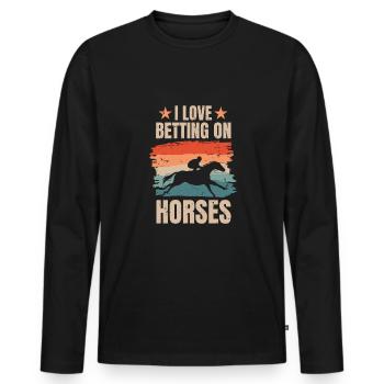 J’adore parier sur le cadeau de chemise de cheval - T-shirt manches longues Premium bio Homme - noir - Devant - Nico (187cm)