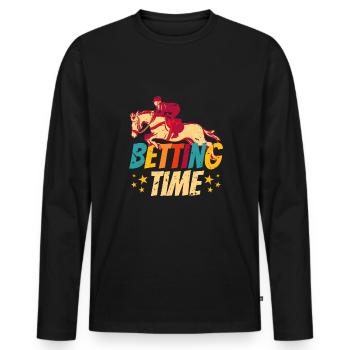 Betting Time Horse Racing Shirt Geschenk - Männer Premium Bio Langarmshirt - Schwarz - Vorne - Nico (187cm)