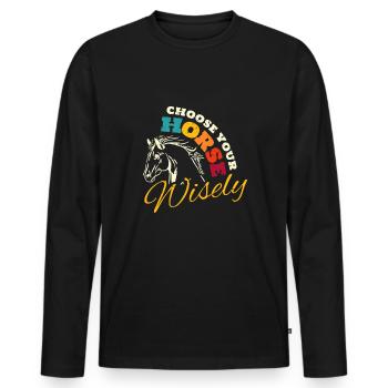 Choisissez votre cadeau de chemise de cheval - T-shirt manches longues Premium bio Homme - noir - Devant - Nico (187cm)