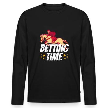 Betting Time Horse Racing Shirt Geschenk - Männer Premium Bio Langarmshirt - Schwarz - Vorne - Nico (187cm)