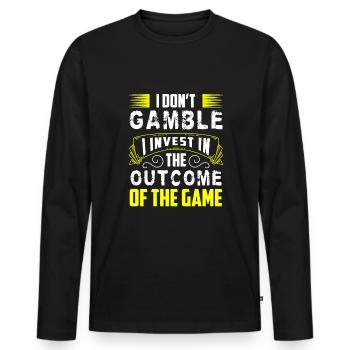 Je ne parie pas J’investis dans le résultat du jeu - T-shirt manches longues Premium bio Homme - noir - Devant - Nico (187cm)