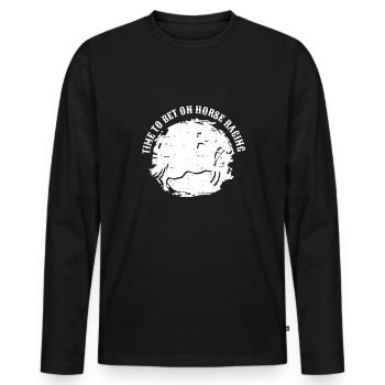 Il est temps de parier sur la chemise de course de chevaux - T-shirt manches longues Premium bio Homme - noir - Devant - Nico (187cm)
