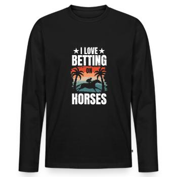 J’adore parier sur le cadeau de chemise de cheval - T-shirt manches longues Premium bio Homme - noir - Devant - Nico (187cm)