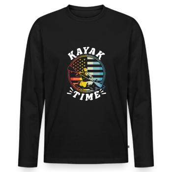 Vintage Retro Kajak Kayak Time Shirt Geschenk - Männer Premium Bio Langarmshirt - Schwarz - Vorne - Nico (187cm)