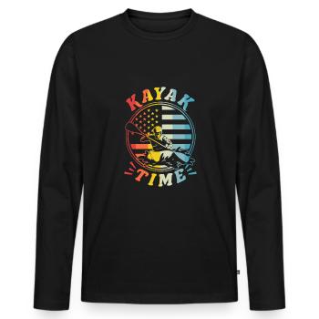 Vintage Retro Kajak Kayak Time Shirt Geschenk - Männer Premium Bio Langarmshirt - Schwarz - Vorne - Nico (187cm)