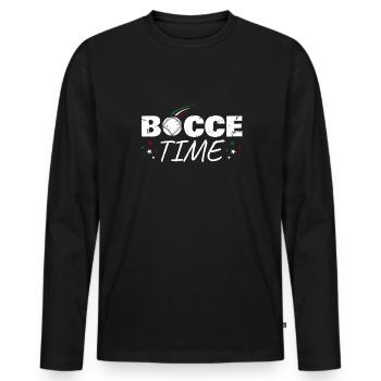 Bocce Time Shirt Gift Boccia Player - Men's Premium Organic Long Sleeve Shirt - black - Front - Nico (187cm)