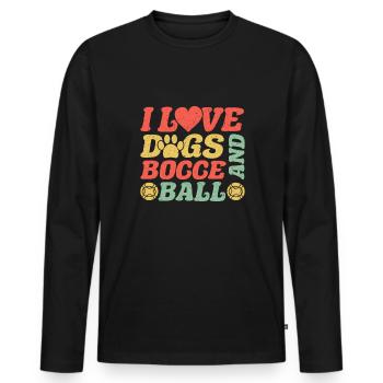 J’aime les chiens et la pétanque Dog Sitter - T-shirt manches longues Premium bio Homme - noir - Devant - Nico (187cm)