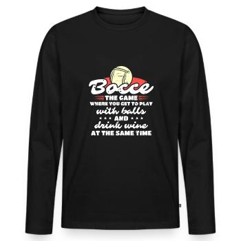 Bocce Shirt Gift Boccia Player - Men's Premium Organic Long Sleeve Shirt - black - Front - Nico (187cm)