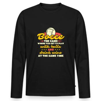 Cadeau de chemise de joueur de pétanque - T-shirt manches longues Premium bio Homme - noir - Devant - Nico (187cm)
