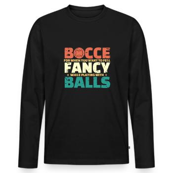 Cadeau de chemise de joueur de pétanque - T-shirt manches longues Premium bio Homme - noir - Devant - Nico (187cm)