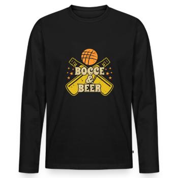 Bocce & Beer Shirt Cadeau - T-shirt manches longues Premium bio Homme - noir - Devant - Nico (187cm)