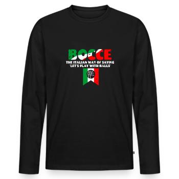 Cadeau de chemise de pétanque - T-shirt manches longues Premium bio Homme - noir - Devant - Nico (187cm)