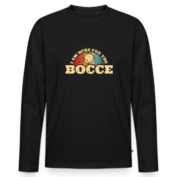I Am Here For The Bocce Shirt Gift - Men's Premium Organic Long Sleeve Shirt - black - Front - Nico (187cm)