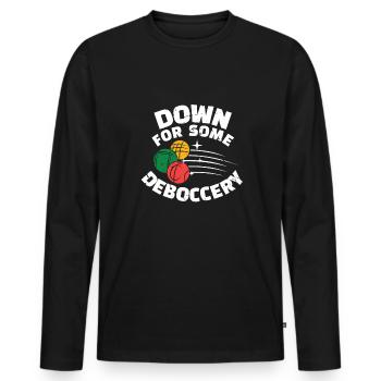 Down For Some Deboccery Shirt - Männer Premium Bio Langarmshirt - Schwarz - Vorne - Nico (187cm)
