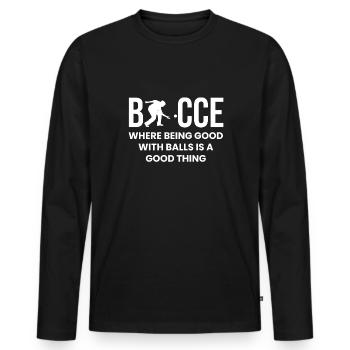 Bocce Shirt Gift Boccia Player - Men's Premium Organic Long Sleeve Shirt - black - Front - Nico (187cm)