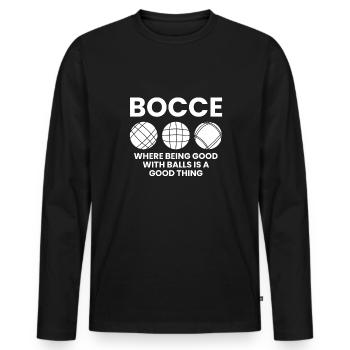 Bocce Shirt Gift Boccia Player - Men's Premium Organic Long Sleeve Shirt - black - Front - Nico (187cm)