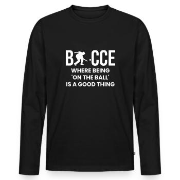 Bocce Shirt Boccia Player Gift - Men's Premium Organic Long Sleeve Shirt - black - Front - Nico (187cm)