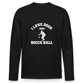J’aime les chiens et la pétanque Dog Sitter - T-shirt manches longues Premium bio Homme - noir - Devant - Nico (187cm)