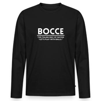 Cadeau de chemise de joueur de pétanque - T-shirt manches longues Premium bio Homme - noir - Devant - Nico (187cm)