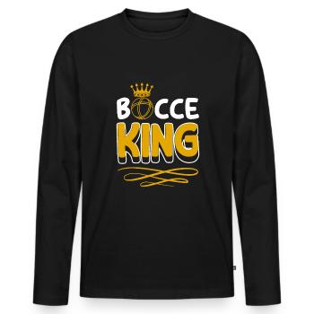 Bocce King Shirt Gift Partner Look Boccia - Men's Premium Organic Long Sleeve Shirt - black - Front - Nico (187cm)