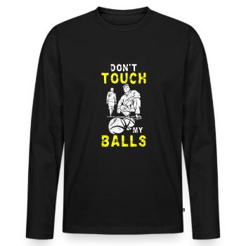 Ne touche pas mes couilles Joueur de boccia - T-shirt manches longues Premium bio Homme - noir - Devant - Nico (187cm)