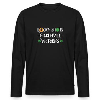 St. Patrick's Day T-Shirt Pickleball Player - Men's Premium Organic Long Sleeve Shirt - black - Front - Nico (187cm)