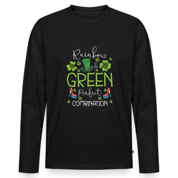 T-shirt LGBT de la Saint-Patrick - T-shirt manches longues Premium bio Homme - noir - Devant - Nico (187cm)