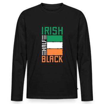 Half Irish Half Black Shirt St. Patrick's Day - Men's Premium Organic Long Sleeve Shirt - black - Front - Nico (187cm)