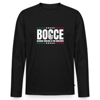 Cadeau de chemise de joueur de pétanque - T-shirt manches longues Premium bio Homme - noir - Devant - Nico (187cm)