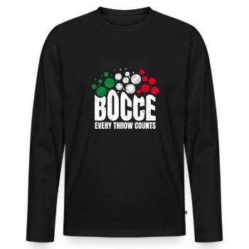 Bocce Every Throw Counts Shirt Geschenk - Männer Premium Bio Langarmshirt - Schwarz - Vorne - Nico (187cm)