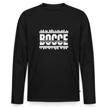 Cadeau de chemise de joueur de pétanque - T-shirt manches longues Premium bio Homme - noir - Devant - Nico (187cm)