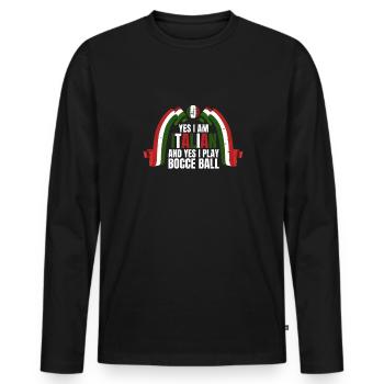 Cadeau de chemise de joueur de pétanque - T-shirt manches longues Premium bio Homme - noir - Devant - Nico (187cm)