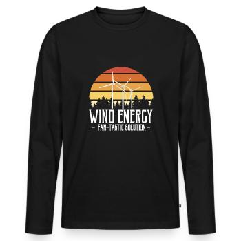Wind Energy Fan-Tastic Solution Shirt - Männer Premium Bio Langarmshirt - Schwarz - Vorne - Nico (187cm)