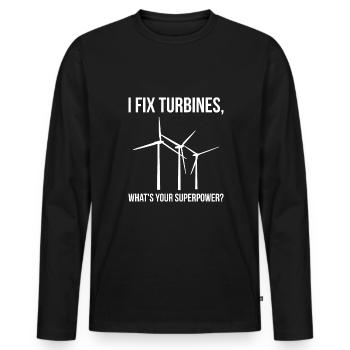 I Fix Turbines What ́s Your Superpower? - Men's Premium Organic Long Sleeve Shirt - black - Front - Nico (187cm)