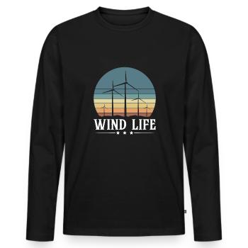 Wind Life Shirt Gift Wind Turbines - Men's Premium Organic Long Sleeve Shirt - black - Front - Nico (187cm)