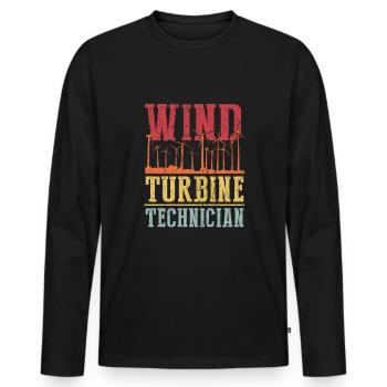 Chemise de technicien en éoliennes Cadeau - T-shirt manches longues Premium bio Homme - noir - Devant - Nico (187cm)