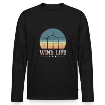 Wind Life Shirt Gift Wind Turbines - Men's Premium Organic Long Sleeve Shirt - black - Front - Nico (187cm)