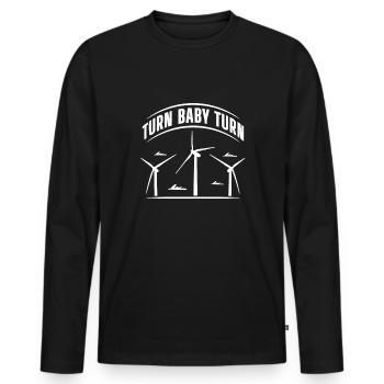 Turn Baby Turn Shirt Gift Windmill - Men's Premium Organic Long Sleeve Shirt - black - Front - Nico (187cm)
