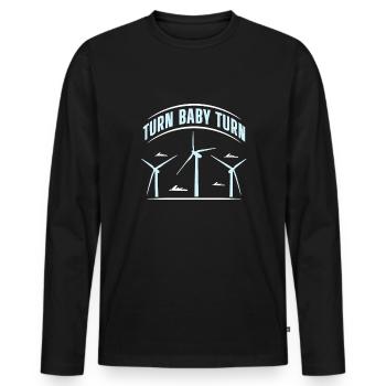 Turn Baby Turn Shirt Gift Windmill - Men's Premium Organic Long Sleeve Shirt - black - Front - Nico (187cm)