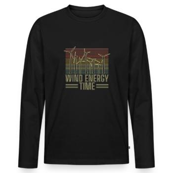 Vintage Retro Wind Energy Time Shirt Geschenk - Männer Premium Bio Langarmshirt - Schwarz - Vorne - Nico (187cm)