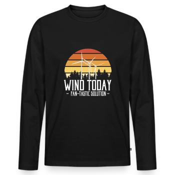 Wind Today Fan-Tastic Solution - Männer Premium Bio Langarmshirt - Schwarz - Vorne - Nico (187cm)