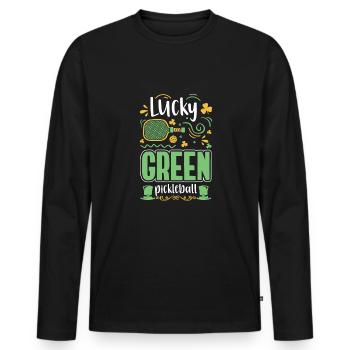 Joueur de pickleball Cadeau de chandail de la Saint-Patrick - T-shirt manches longues Premium bio Homme - noir - Devant - Nico (187cm)