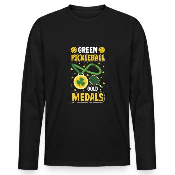 Joueur de pickleball Cadeau de chandail de la Saint-Patrick - T-shirt manches longues Premium bio Homme - noir - Devant - Nico (187cm)