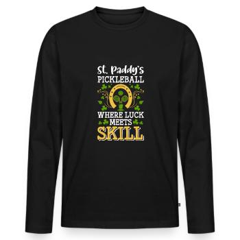 Joueur de pickleball Cadeau de chandail de la Saint-Patrick - T-shirt manches longues Premium bio Homme - noir - Devant - Nico (187cm)