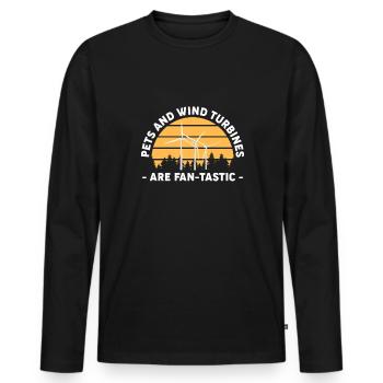 Les animaux domestiques et les éoliennes sont en éventail - T-shirt manches longues Premium bio Homme - noir - Devant - Nico (187cm)