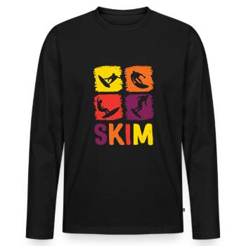 Cadeau de chemise Vintage Retro Skim - T-shirt manches longues Premium bio Homme - noir - Devant - Nico (187cm)