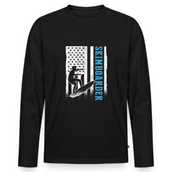 USA Flag America Flag Skimboard Shirt - T-shirt manches longues Premium bio Homme - noir - Devant - Nico (187cm)