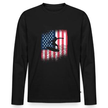 USA Flag America Flag Skimboard Shirt - T-shirt manches longues Premium bio Homme - noir - Devant - Nico (187cm)
