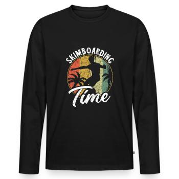 Cadeau de chemise Skimboarding Time - T-shirt manches longues Premium bio Homme - noir - Devant - Nico (187cm)