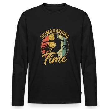 Cadeau de chemise Skimboarding Time - T-shirt manches longues Premium bio Homme - noir - Devant - Nico (187cm)